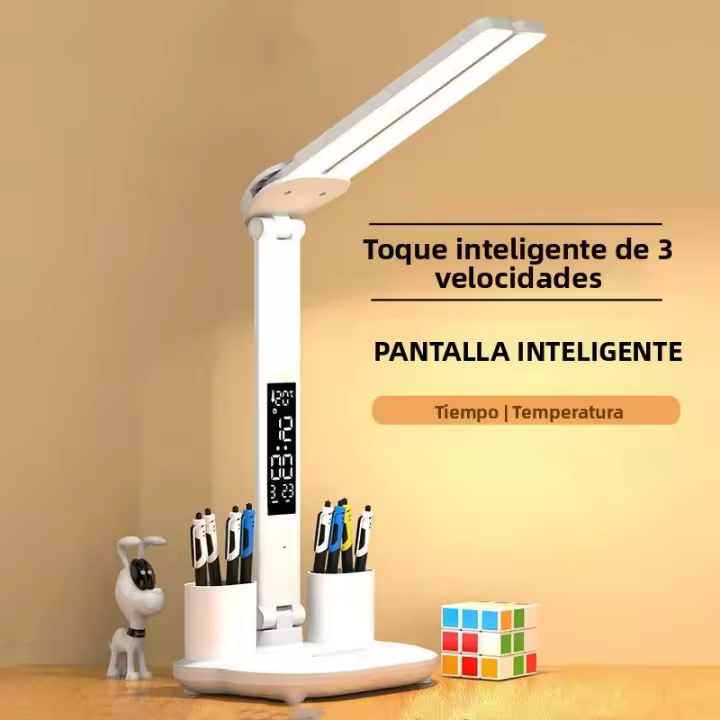 Lámpara De Mesa Recargable Para Estudio Con Ventilador Luz De Lectura LED Y Display De Reloj Lámpara De Lectura LED Contemporánea ABS PP/Plástico Táctil Recargable - 1