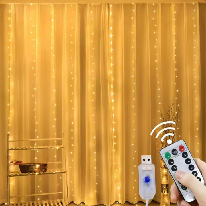 Luces LED De Navidad Para Cortina Control Remoto Y USB Decoración Para Habitación Y Ventana Luz De Fondo Para Fiesta Y Hogar - 1