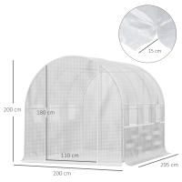 Túnel de Aluminio de 2,95x2x2m with Ventanas enrollables, Protección UV y cortaviento, construcción de Maple Blanco - details 6