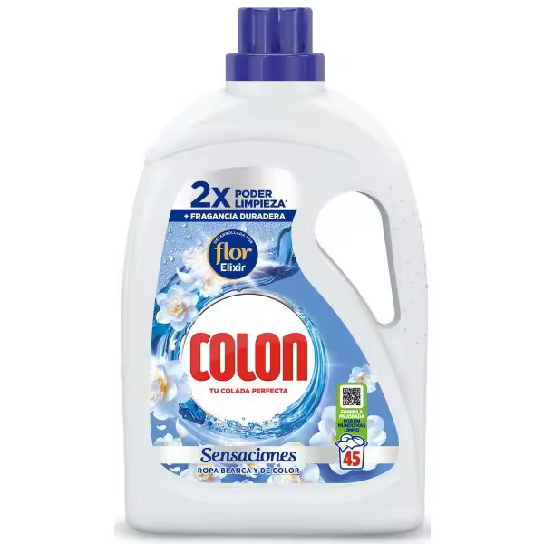 COLON Flor Elixir Sensaciones Ropa Blanca y de Color  45 uds Detergente Máquina Líquido - 1