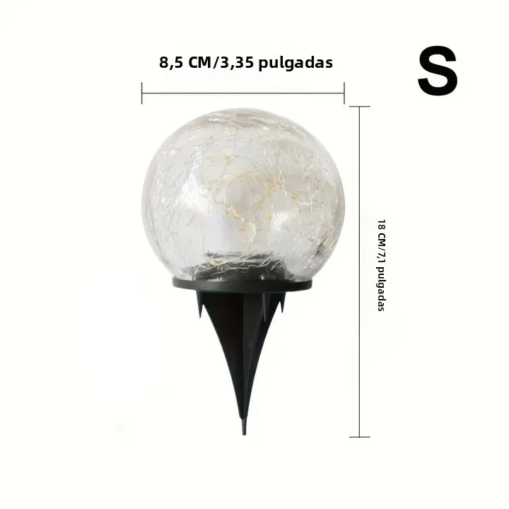 Lámpara Solar Para Jardín Con Bola De Vidrio Rotura Luz LED Blanco Cálido Impermeable Para Decoración De Patio Camino Jardín Césped - 1