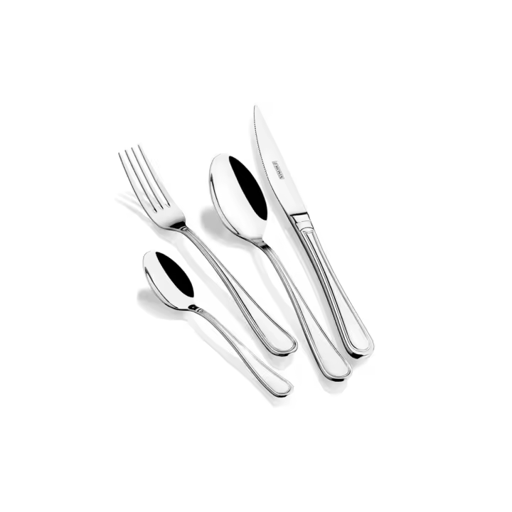 Monix Vicenza Set de cubiertos de 24 piezas con cuchillo chuletero, cucharas, tenedor, cucharilla postre acero inoxidable pulido - 1