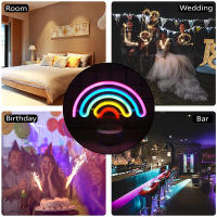 Lámpara De Neón LED Arcoíris Con Soporte Y Base Iluminación Nocturna Colorida Alimentada Por Batería O USB Decorativa Para Hogar - details 5