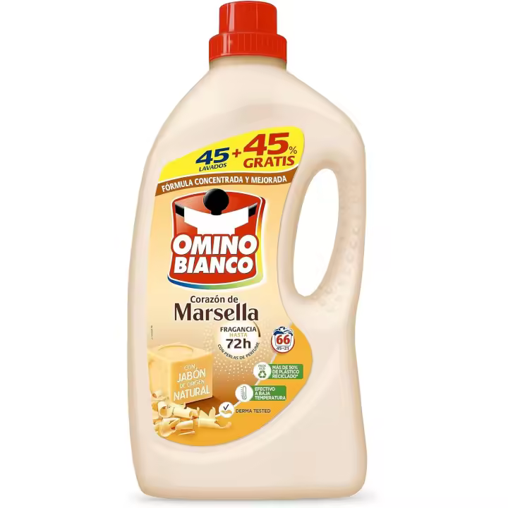 Omino Bianco- Detergente Líquido Marsella 45 Dosis + 45% Gratis, 2640ml - 1