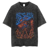 Camiseta Anime Hombre Algodón Vintage Lavada Tshirt Mujer Oversize Harajuku Streetwear Moda Verano Camisetas Casuales - details 3