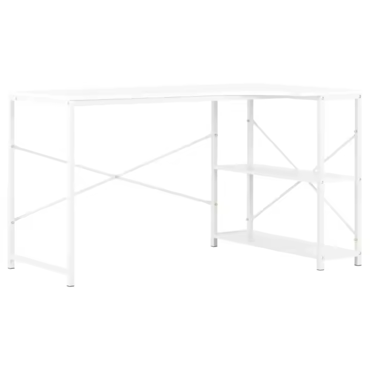 VidaXL Escritorio Industry 2 estantes blanco 70x120x72 cm - 1