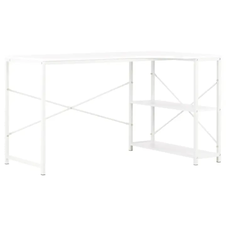 VidaXL Escritorio Industry 2 estantes blanco 70x120x72 cm - 1