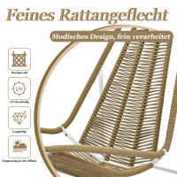 Juego de 2 mecedera. Juego de muebles de Balcón Acero galvanizado, Cuerda Tejida a mano, Con reposapiés, capacidad de carga de 160 kg para las Sillas, adecuado para Terrazas, Jardines y balcones. - details 1