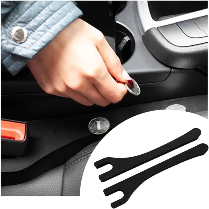 Piezas de relleno de Espacio entre el asiento y la Consola del Automóvil, Organizador de tiras de cuero PU para tapones laterales de la Consola del Automóvil (Negro) - 1