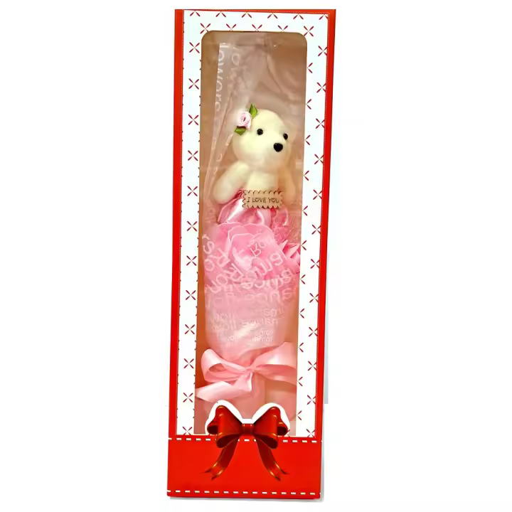 Rosa Artificial con osito,te amo te quiero,Regalo Día de San Valentín,Decoracion Día de San Valentín,cm,fespu - 1