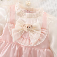 Vestido Lolita Para Bebé Niña 0-3 Años Con Doble Encaje Y Lazo Falso Dos Piezas Estilo Princesa Dulce Para Fiesta De Cumpleaños Primavera Otoño Material Algodón Y Poliéster Silueta A-line Manga Completa Longitud De Rodilla - details 14
