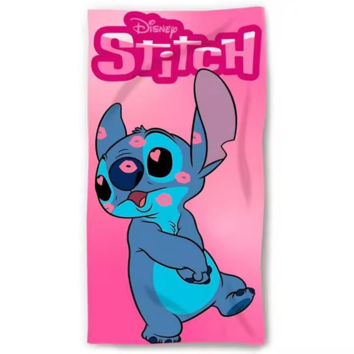 Disney - Toalla Playa Piscina BAÑO Rosa Stitch Besos de Lilo y Stitch - 140 x 70cm -  Certificado Calidad: Oeko-Tex - 1