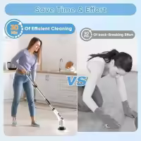 Cepillo de limpieza eléctrico, fregador giratorio eléctrico, 9 cabezales de cepillo, cepillo de limpieza de ducha recargable, mango ajustable para baño, bañera, piso, ventana, estufa - details 3