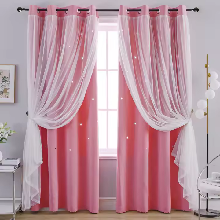 Cortinas de dormitorio, Doble Capa, Opacas termicas with Ojales, paillos para habitación de Niños, Sala de estar, comedor, Balcon,1 Unidad - 1