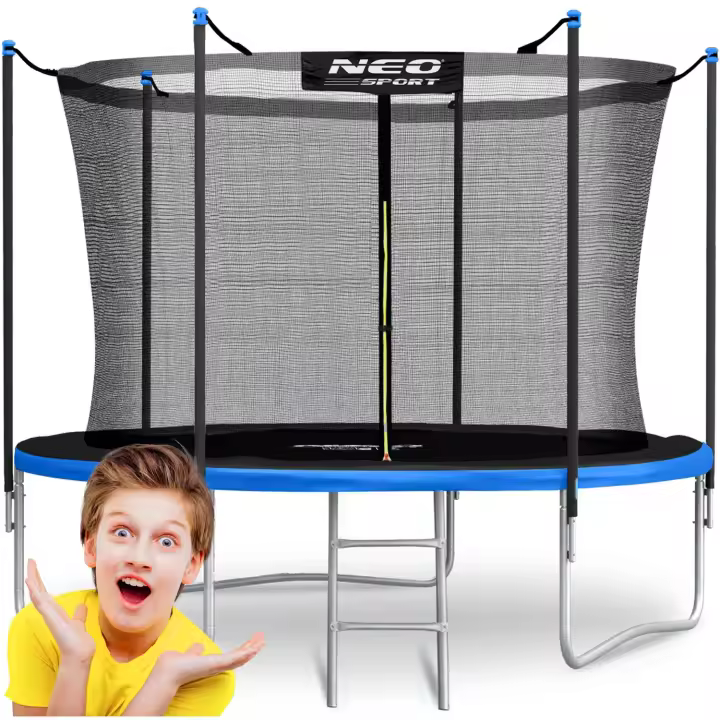 Trampolín de jardín de 183 cm con red interior y escalera Neo-Sport - 1
