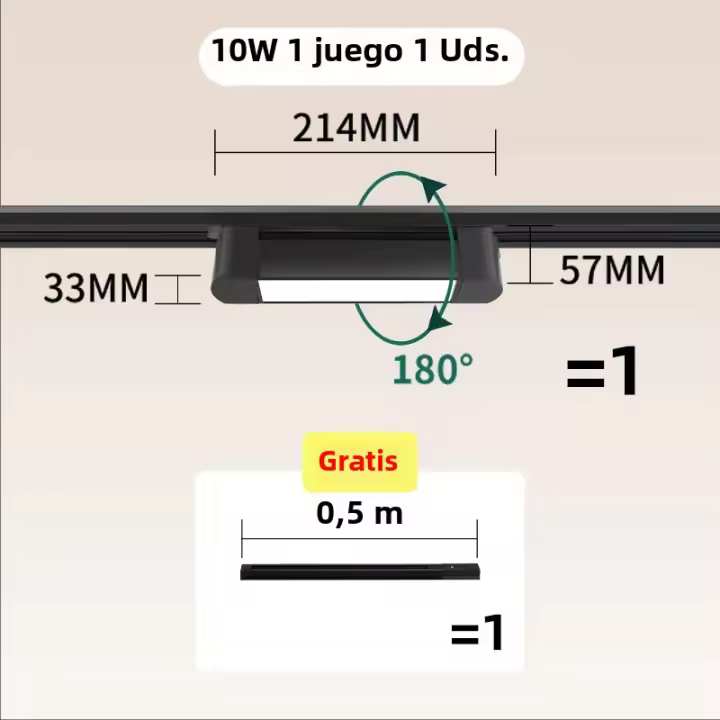 Lámpara De Techo LED Para Riel De Pista Completa Iluminación Focalizable Para Tienda De Ropa Y Hogar Fuente De Luz LED Incluida Vínculo Polido De Acero 85-265V - 1