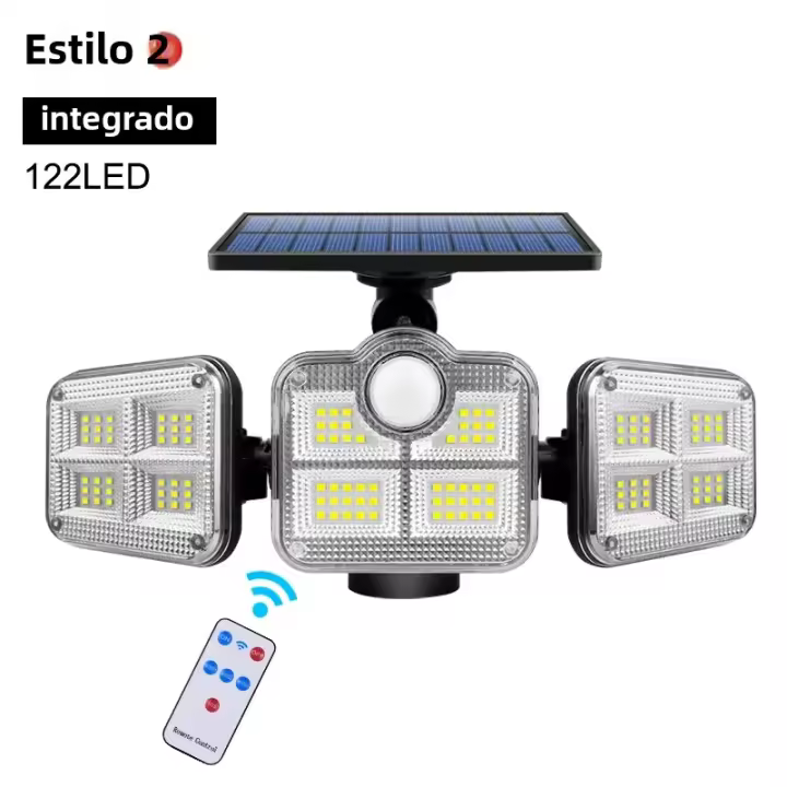 Lámpara Solar Ajustable Con Cabeza De Iluminación Amplia IP65 Impermeable 20W 122/333LED Luz Solar Super Brillante Para Exterior E Interior - 1