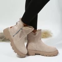 Botas De Nieve Gruesas Para Mujer Felpa Sintética Antideslizante Invierno Botas De Piel Sintética Con Forro De Algodón Botines Con Plataforma Talla Grande Cuña Cuadrada - details 8