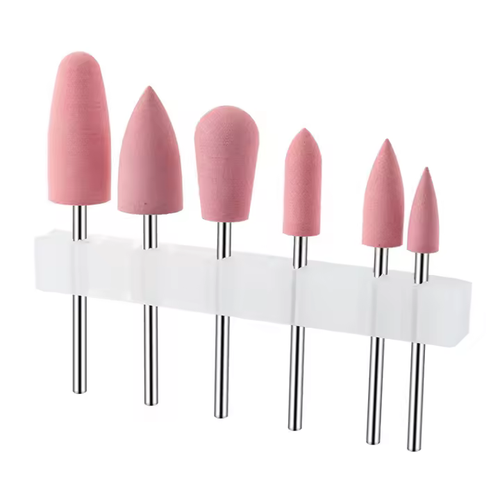 Set De 6 Piezas De Cabezas De Molienda Para Manicura En Silicona Herramientas De Lijado Y Pulido Para Uñas Combinación De Plástico - 1