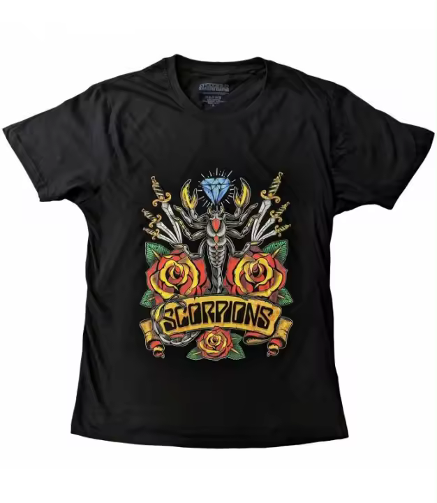 SCORPIONS Traditional Tattoo Camiseta Unisex Manga Corta Negra Licencia Oficial Rock Off SCORTS03MB - 1