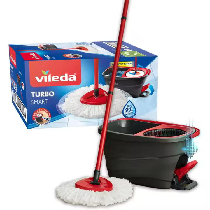 VILEDA Turbo Smart limpieza con fregona completa y cubo con escurridor - 1