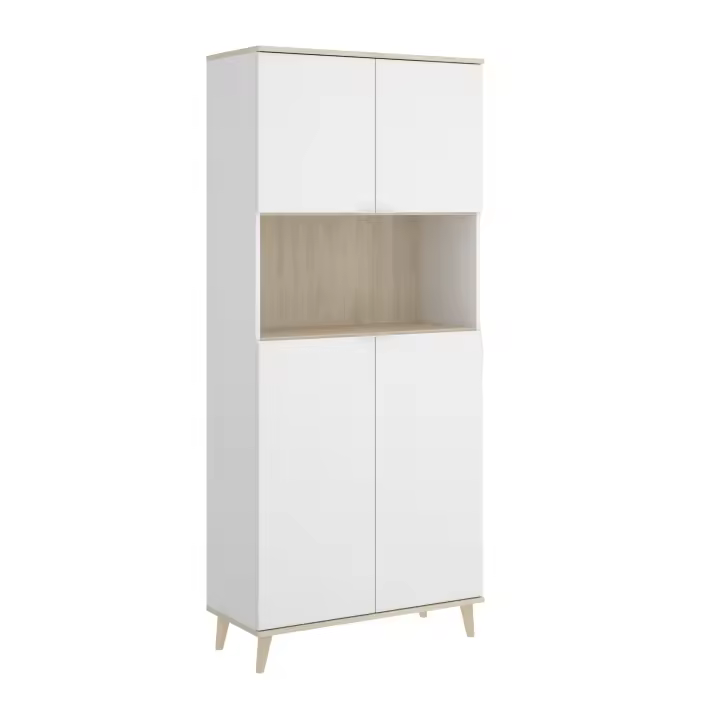 Mueble Auxiliar de Cocina Dekit - WOK - 191x80x40 - Blanco / Natural - Gran Capacidad - 1