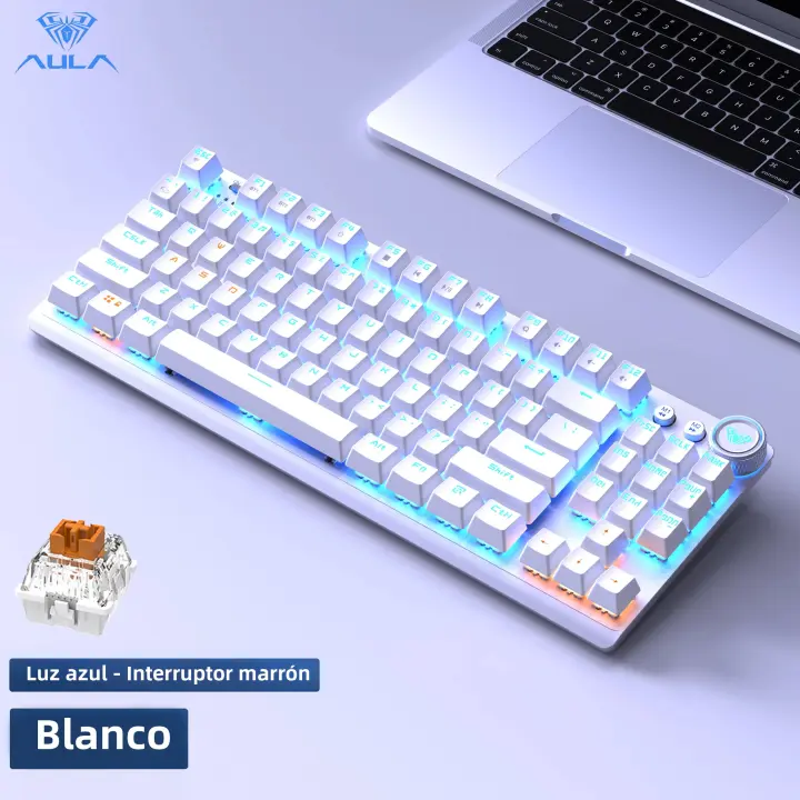 Teclado Mecánico De Juego AULA Sin Cables 87 Teclas Tres Modos 2.4G/Bluetooth/Wireless Con Iluminación Para Windows/Mac/IOS/Android - 1