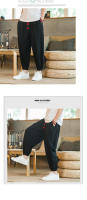 Pantalones Harem De Algodón Y Lino Para Hombres 2024 Talla M-5XL Estilo Japonés Casual Primavera Otoño Con Cuerda Suelta - details 11