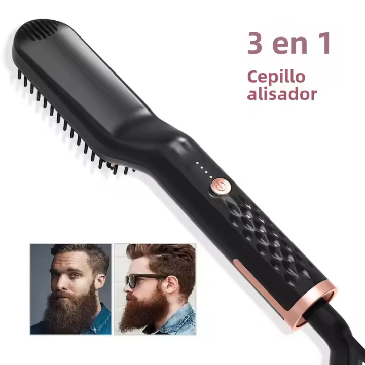 Peine Cepillo De Pelo Eléctrico Para Hombres Y Mujeres Estilizador De Barba Cerámico Inteligente Rotativo Herramienta De Peinado Con Temporizador De 220° C - 1