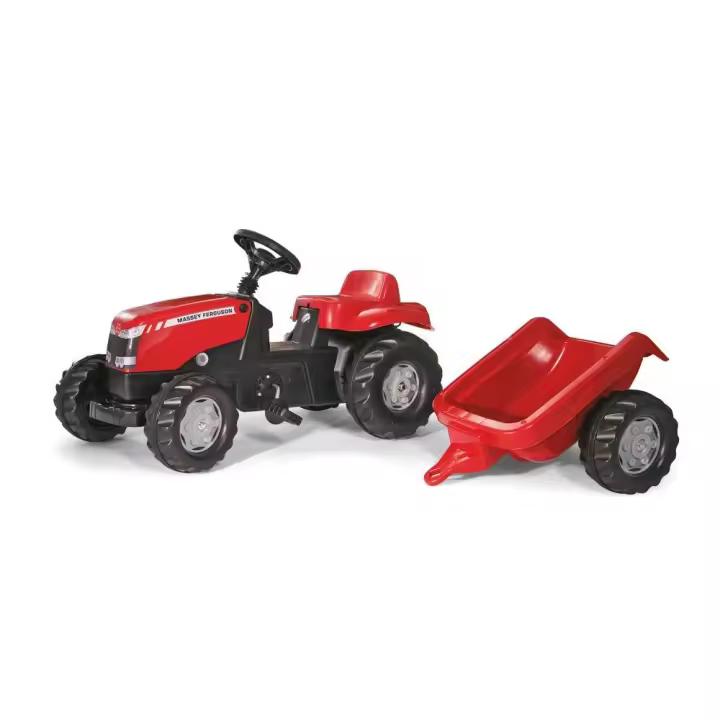 Rolly Toys Massey Ferguson Remolque para Niños con Capó Abrible y Dirección Giratoria - 1