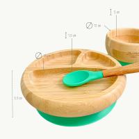 Juego de Vajilla de bambú para bebé con Plato Harvard, Bol con Ventosa y Cuchara de Silicona - Althea Living - details 1