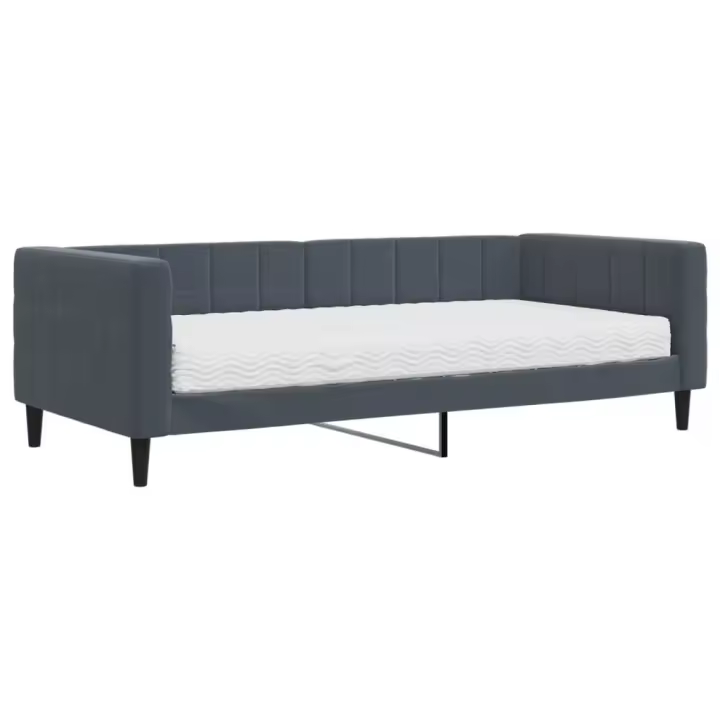 vidaXL Sofá cama con colchón terciopelo gris oscuro 90x200 cm - 1