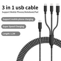 Cable USB Tipo C 3 En 1 Carga Rápida Para iPhone Samsung Huawei Xiaomi Cable Multifuncional Con Micro USB Y Tipo C Corriente Máxima 2.4A Material De Nylon Empaquetado Retail - details 0