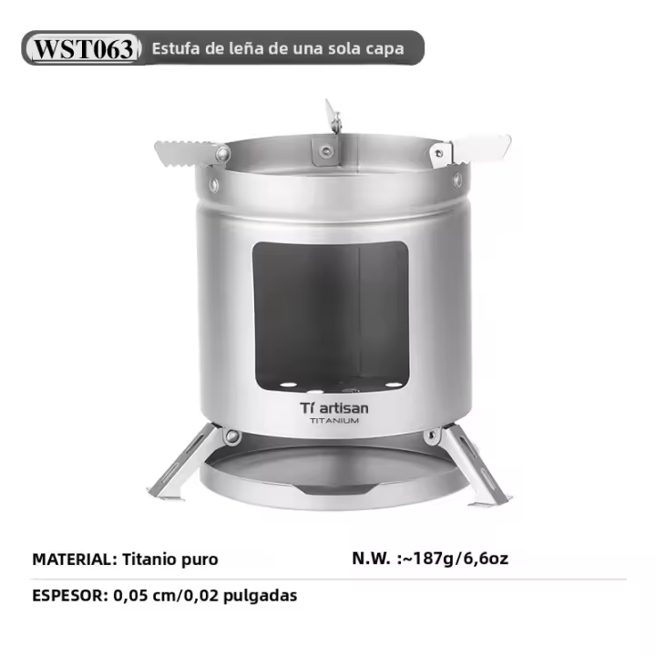 Tiartisan Estufa De Tierra Para Camping Ultraligera Y Portátil Mini Hacha De Acero De Titanio Para Exterior Y Senderismo Resistente Y Duradera - 1