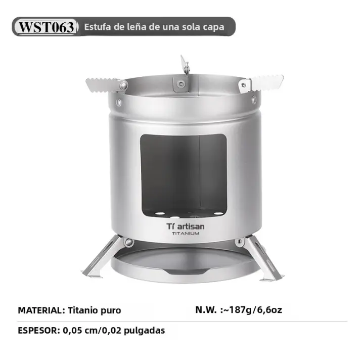 Tiartisan Estufa De Tierra Para Camping Ultraligera Y Portátil Mini Hacha De Acero De Titanio Para Exterior Y Senderismo Resistente Y Duradera - 1
