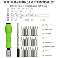 Juego De Destornilladores Combinados Multifuncionales 32 En 1 Portátil De Acero Cromo-Vanadio Magnético Para Mantenimiento Doméstico - details 3