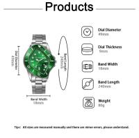 Reloj De Moda Para Hombre Reloj De Pulsera Deportivo Y Negocios Con Calendario Y Luz Templada Resistente Al Agua Verde - details 1