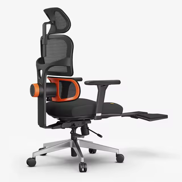 Silla ergonómica NEWTRAL MagicH-BPro con reposapiés, respaldo que sigue automáticamente la cabeza, soporte lumbar adaptable, reposabrazos ajustables, 4 posiciones de bloqueo - Negro - 1