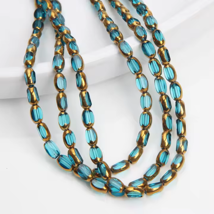 48pcs Cuentas De Vidrio Amarillas De 4x6mm Para DIY Hecho a Mano Collar Pulsera Accesorios Para La Creación De Ropa - 1