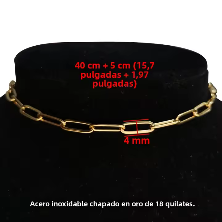 Collar Corto En Acero Inoxidable De Color Oro Para Mujer Estilo Punk Hip Hop Cadena De Enlace Geométrica Joyería De Moda 2024 - 1