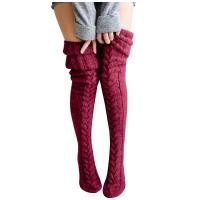 Calcetines Largos Casuales Para Mujer De Algodón Suave Impresión Sólida Thicker High Floor Socks Medias Hasta La Rodilla Para Otoño E Invierno - details 6