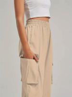 Women's Casual Workwear Sweatpants High-Waisted Loose Fit Solid Color with Belt And Pockets mid Waist Ankle-Length Polyester - details 23