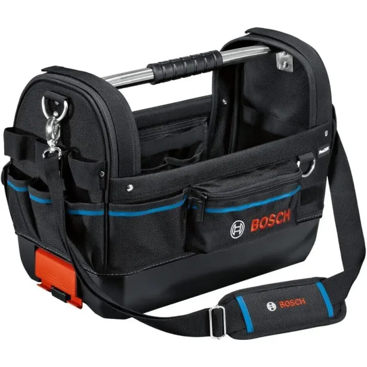 Bosch Professional ProClick - Bolsa de herramientas GWT 20 Bolsa de herramientas resistente con asa robusta y correa acolchada para el hombro para una larga vida útil y máximo confort. Compatible con el sistema de maletines L-BOXX gracias a los ganchos - 1