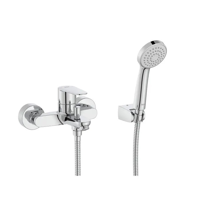Roca A5A014FC00 Mezclador Baño-Ducha Victoria Plus, ducha de mano, flexible de 1,70 m. y soporte de ducha articulado, Cromado - 1