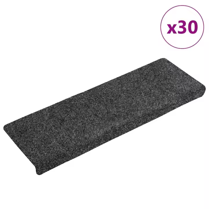 vidaXL Alfombrilla autoadhesiva escalera 30 uds gris 65x21x4 cm - 1