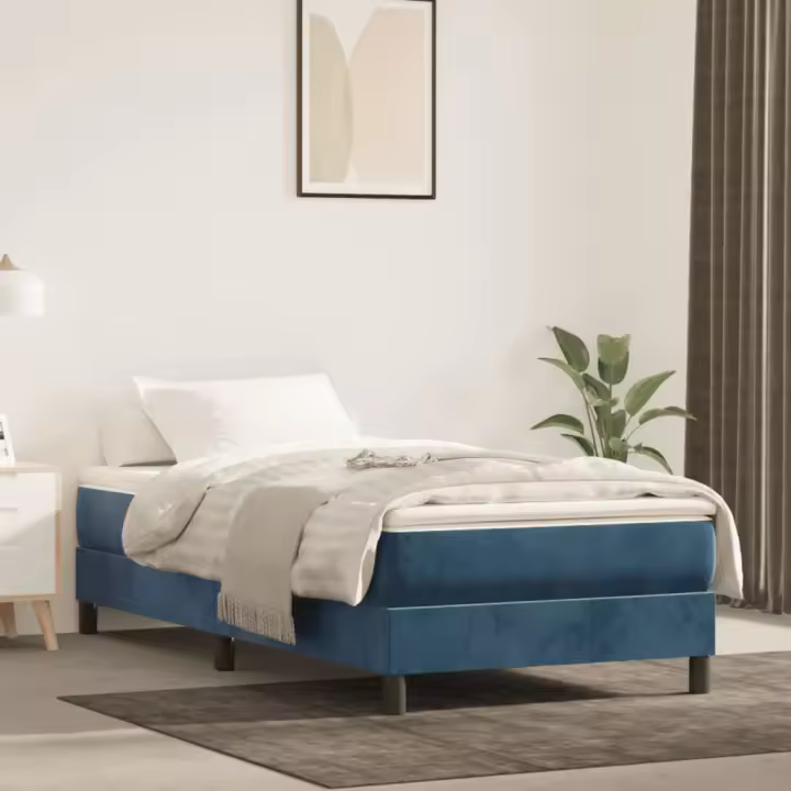 Estructura de cama sin colchón terciopelo azul oscuro 100x200cm - 1