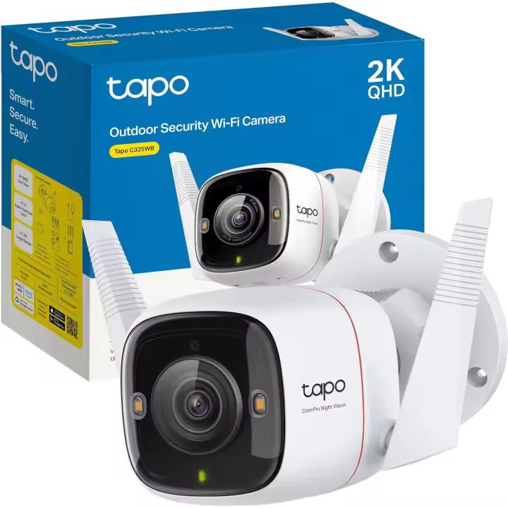 Tp - Link Cámara de Seguridad IP Tp-link TAPO C325WB - Colorpro, 2K QHD, Visión Nocturna con Color Vivid, Resistente a la Intemperie, Audio Bidireccional - 1