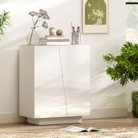 HOMCOM Aparador de Salón Armario Auxiliar con 2 Puertas de Alto Brillo y Estantes Ajustables para Dormitorio Cocina Comedor Pasillo 70x40x88 cm Blanco - details 3