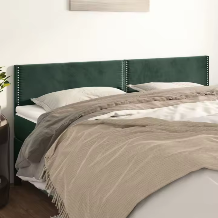 vidaXL Cabeceros 2 unidades de terciopelo verde oscuro 90x5x78/88 cm - 1