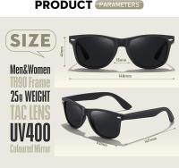 Gafas de Sol polarizadas-Protección Gafas de Sol rectangulares Retro Negro Gafas de Sol Unisex Clásico Ultraligero Sombras - details 0